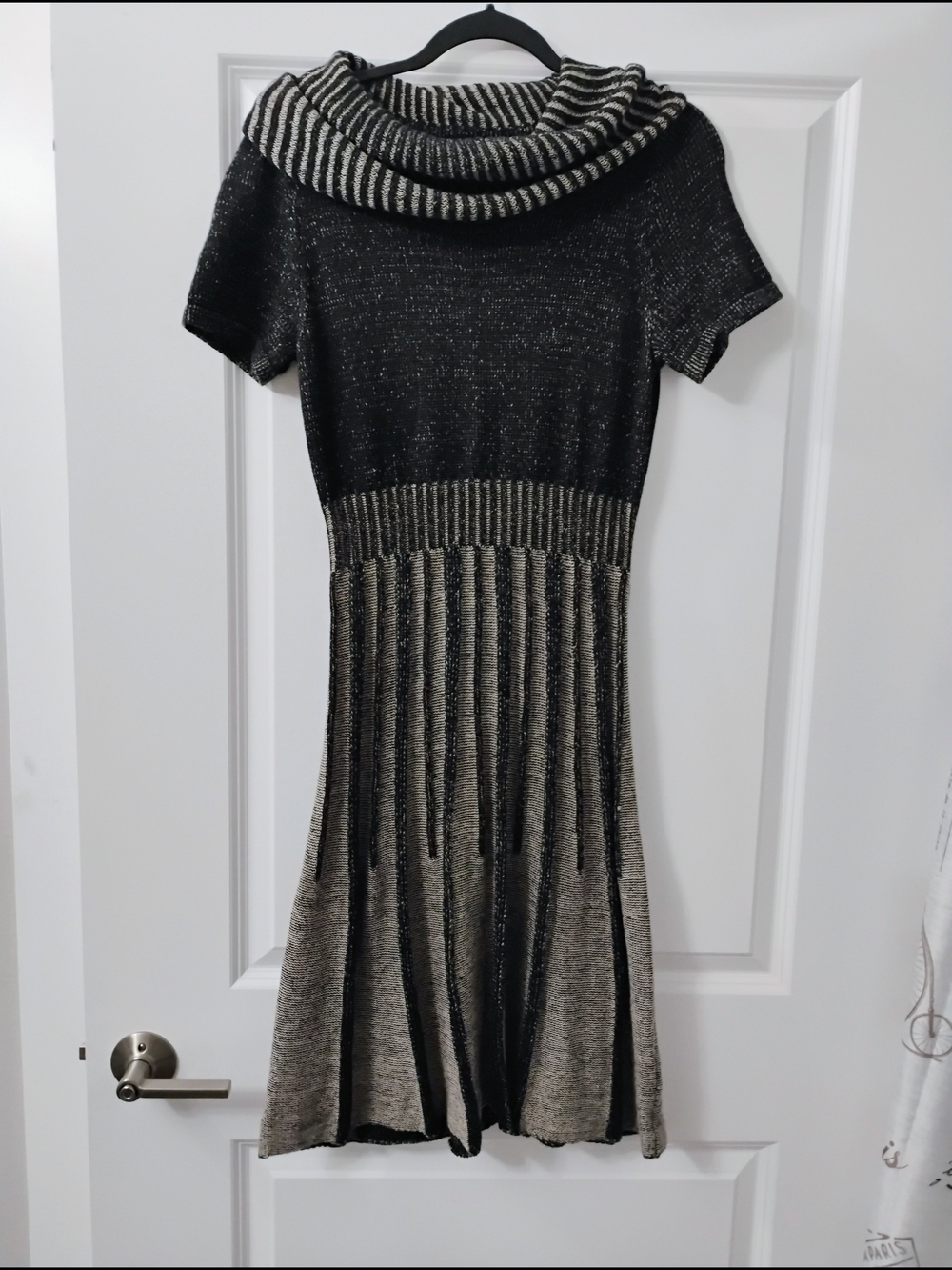 Alfani Dark Academia Ribbed Cowl Neck Striped Knit Sweater Dress Size Medium - Picture 8 of 8
